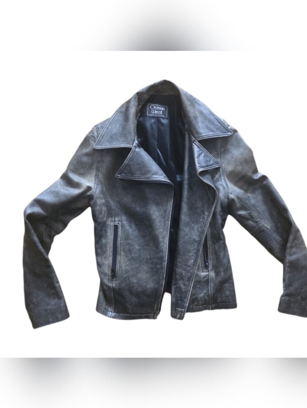 90s Vintage Distressed Chocolate Brown Real Leather Moto Jacket Sz S Ocean West